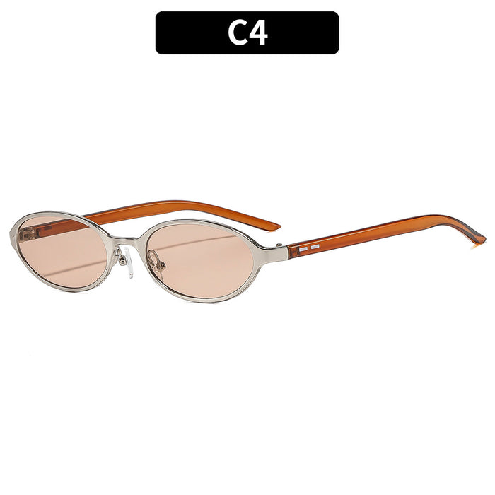 Wholesale Trendy Retro Oval Metal Sunglasses with Gold Frame and Gray Lenses Fashion Accessory