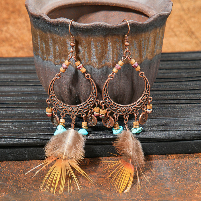 Wholesale 2pcs retro ethnic geometric turquoise earrings