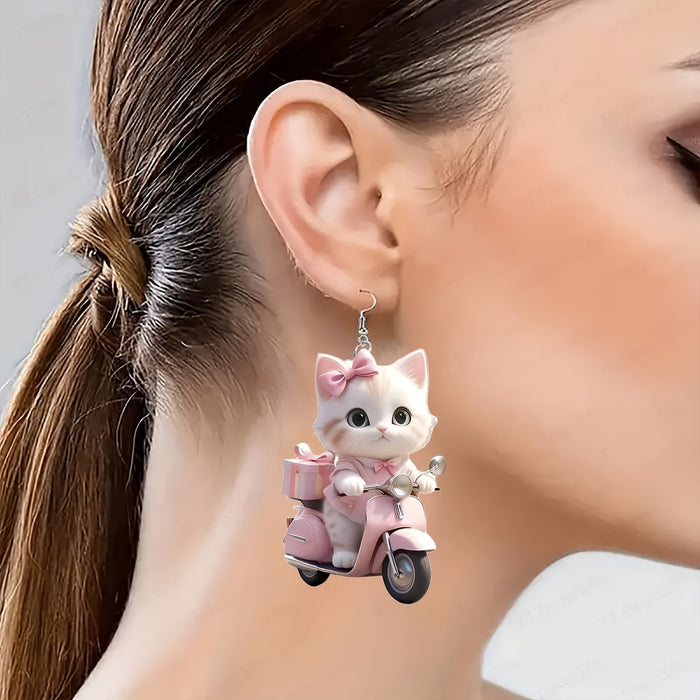 Wholesale   Cat Acrylic Pendant Earrings Women Cute Cartoon  Earrings