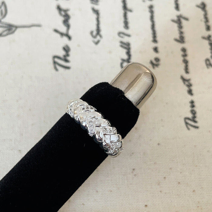 Wholesale Matte Metal and Zircon Ring