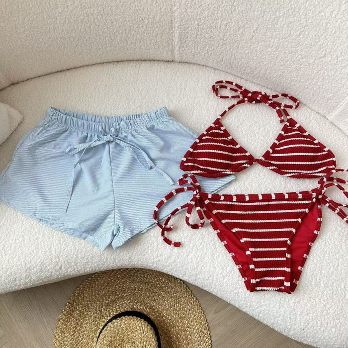 Wholesale Sexy bikini vacation beach loose striped shorts can be worn outside