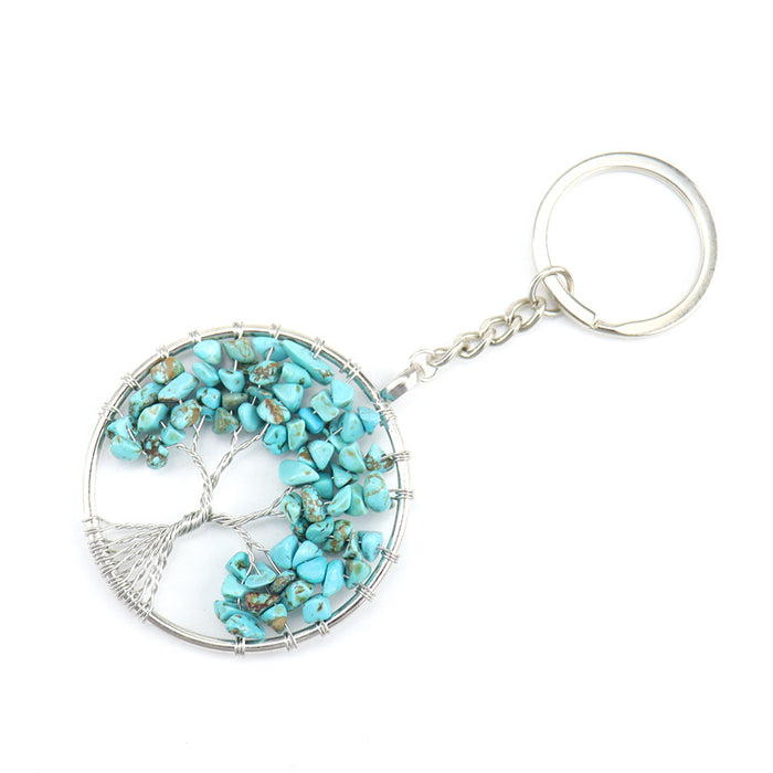 Wholesale Natural Crushed Stone Crystal Tree Root Life Tree Pendant Keychain Bag Pendant Keychain K04 JDC-KC-HXu002