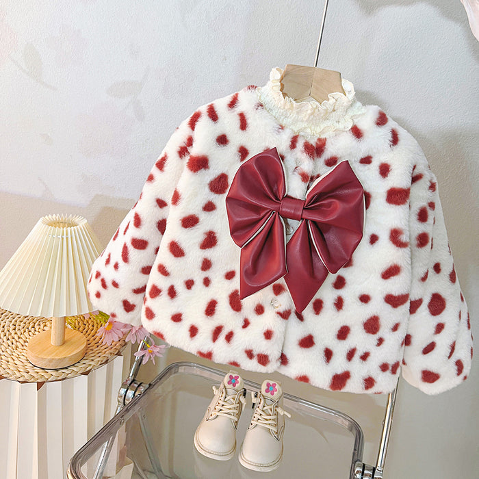 Wholesale Bowknot Plush Fur Children's Coat JDC-CTS-MianY029