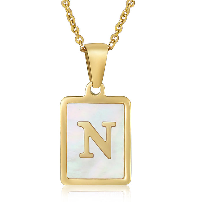 Wholesale Stainless Steel Three-dimensional Shell Letter Necklace JDC-NE-ZhongYao002