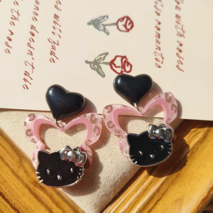 Wholesale Cartoonish  fun sweet pink butterfly cat earrings