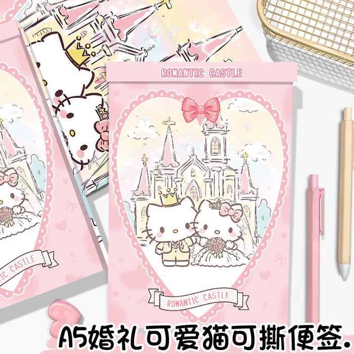 Wholesale Chic A5 Tear-Off Sticky Note Pad Wedding Cat Design Thick Pages Gift for Students minimum quantity: 2