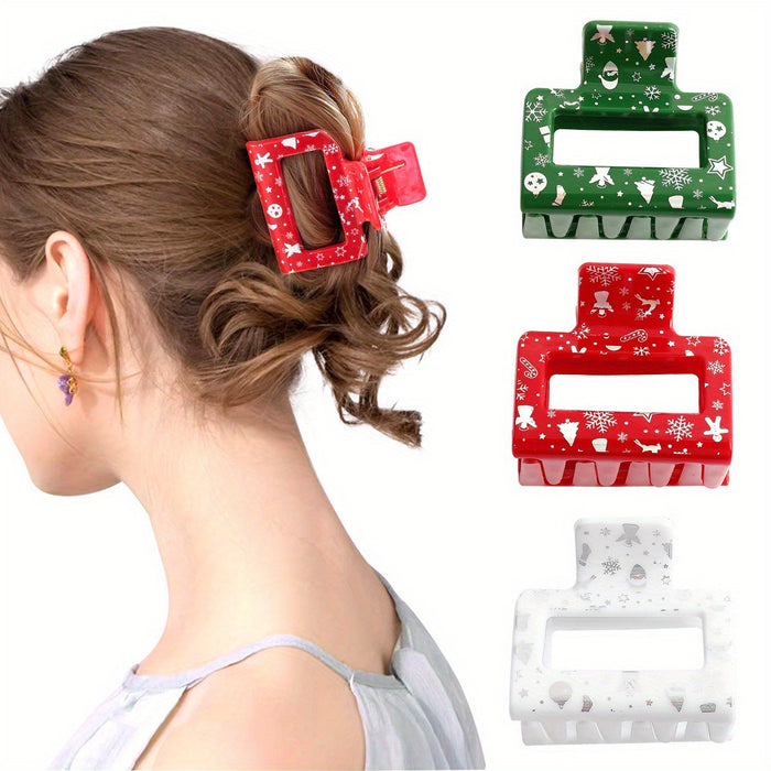 Wholesale Christmas Acrylic Cartoon Print Hairpin JDC-HC-SNSB004