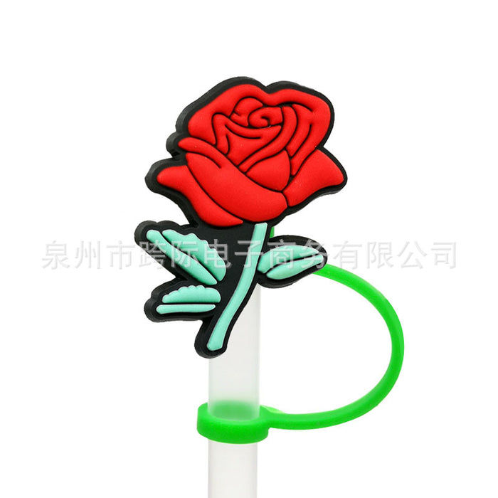 Wholesale 10pcs Silicone Plant Cartoon Straw Cover JDC-SCR-KuaJ005