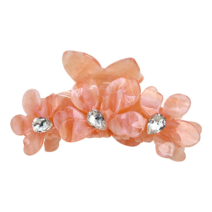 Wholesale Camellia Flower Rhinestone Acetate Hair Gripper - Fashion Accessory
