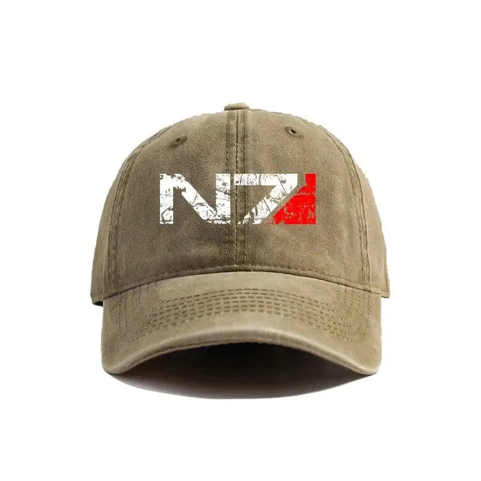Wholesale Vintage Distressed Baseball Cap Mass Effect N7 Logo Adjustable Curved Brim For Summer
