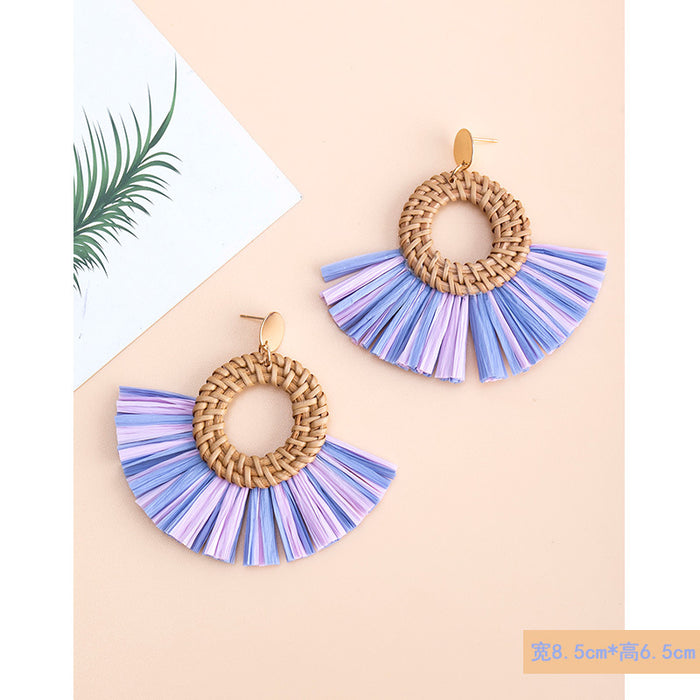 Wholesale tassel earrings  vacation high-end feeling raffia grass earrings