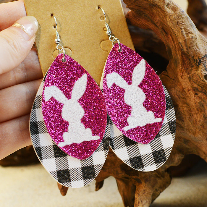 Wholesale Easter Rabbit Gretel Multi layer Leather Earrings JDC-ES-ChenC015