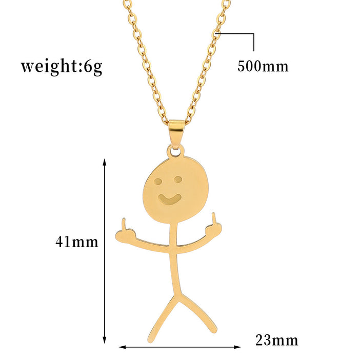 Wholesale Graffiti Middle Finger Character Stainless Steel Necklace JDC-NE-Xinx001