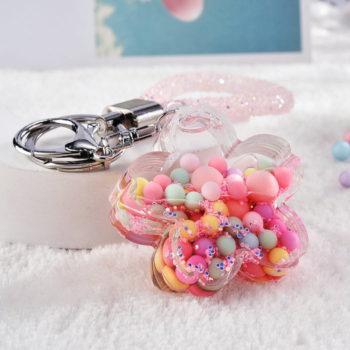 Wholesale Quicksand-Filled Oil Bottle Acrylic Keychain Accessory