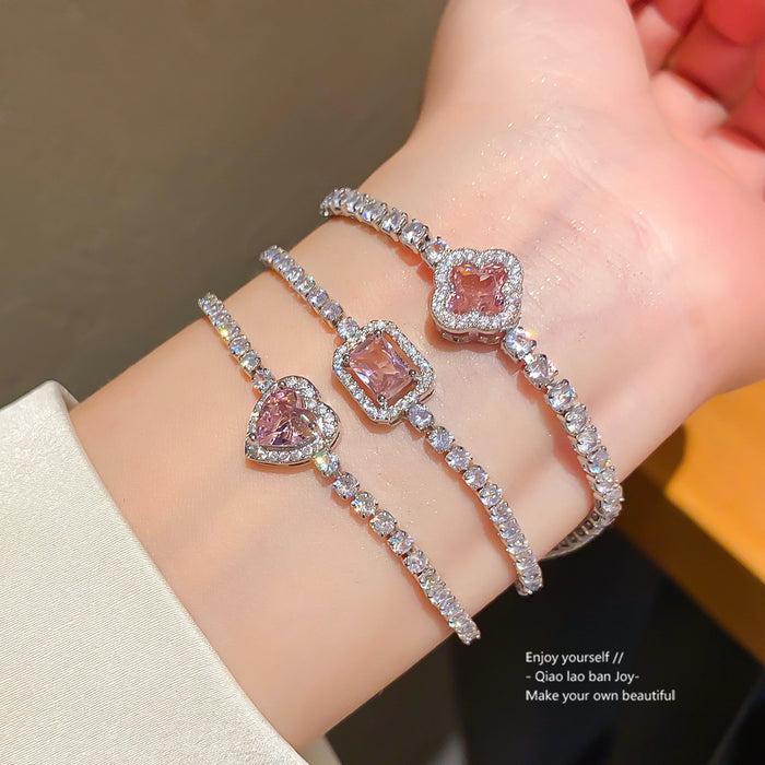 Wholesale Flower Heart Zircon Bracelet Trendy Modern Women Jewelry Accessory