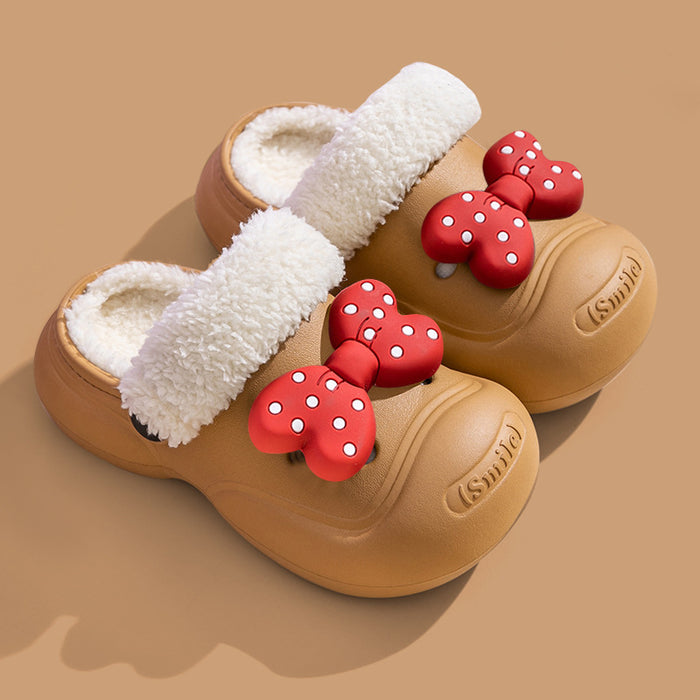 Wholesale Children' s cotton slippers winter  boys and girls home warm cotton shoes medium and big children cartoon outer wear plush shoes