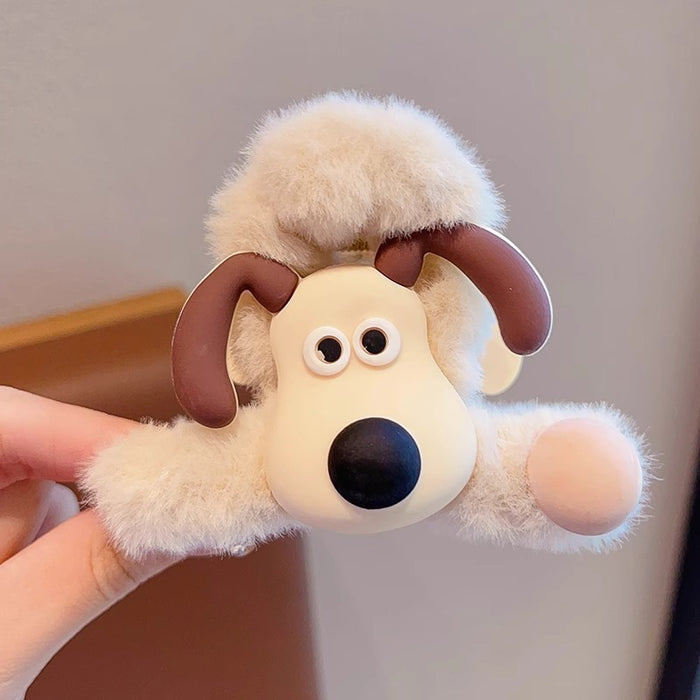 Wholesale Large plush claw clip,  brown color