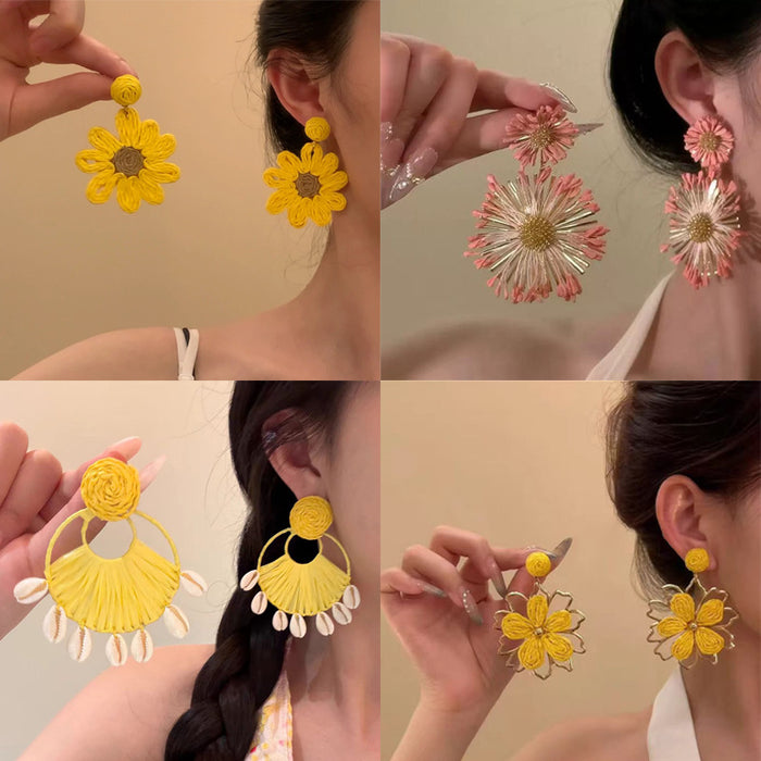 Wholesale Sun Flower Earrings - New Exaggerated Ear Accessories
