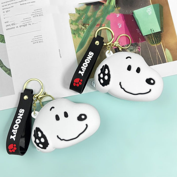 Wholesale 5pcs Cartoon Coin Purse Keychain White Dog Key Bag Pendant Men's and Women's Accessories