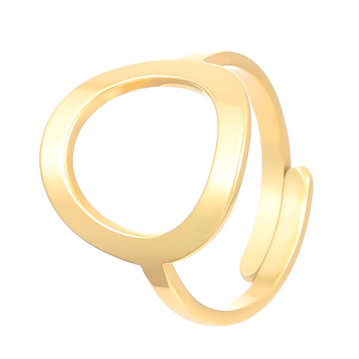Wholesale Stainless steel ring hollow geometric oval opening ring versatile and simple ring