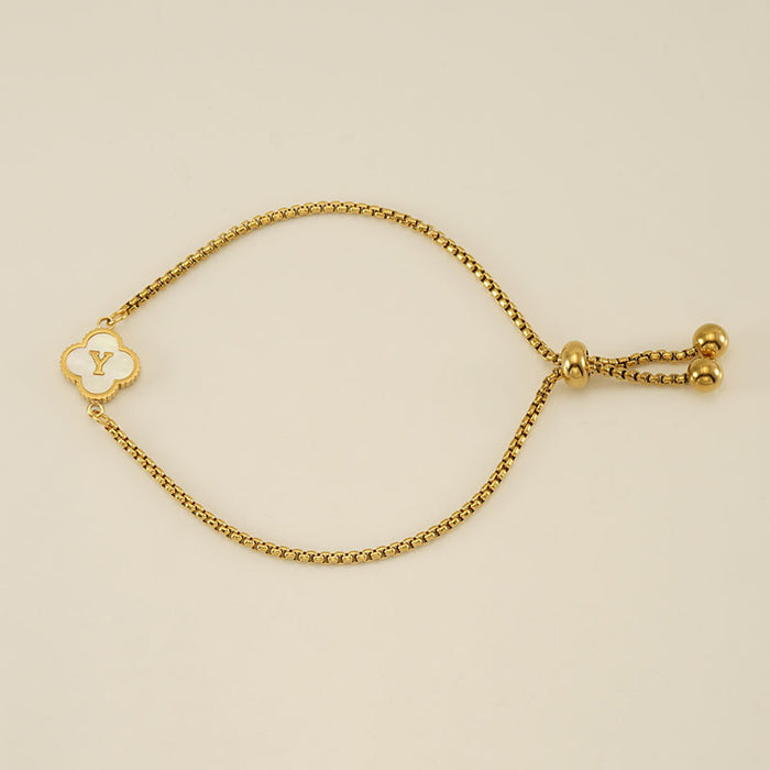 Wholesale Stainless Steel Seashell Four-Leaf Clover Letter Bracelet