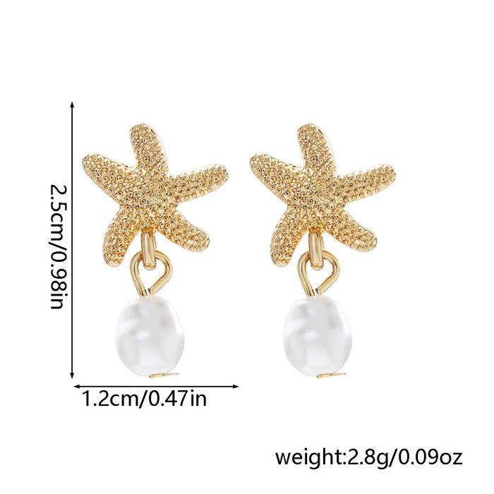 Wholesale Baroque Pearl Starfish Earrings Summer Elegant Earrings Fashion Earrings