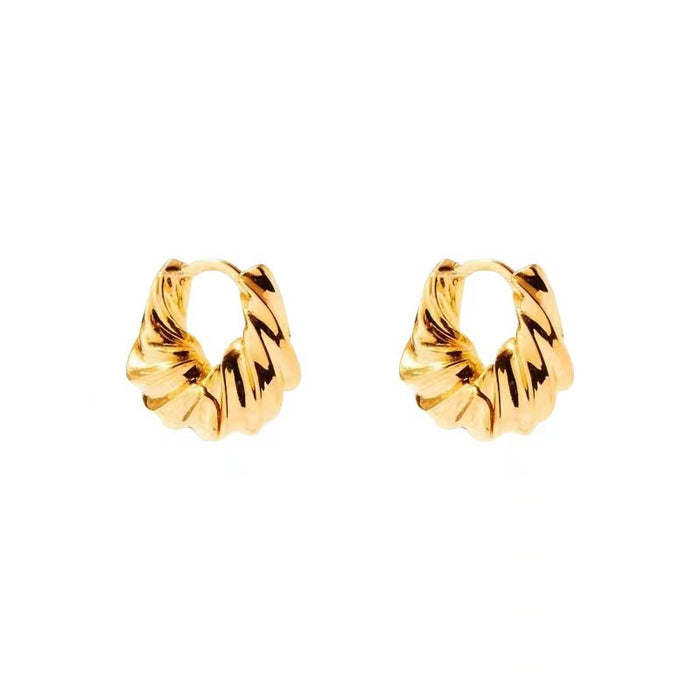 Wholesale Geometric metal 14K brass twisted horn-shaped hoop earrings