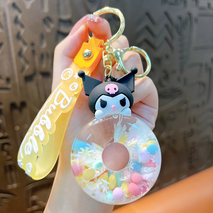 Wholesale Liquid Sand Swimming Ring Car Keychain Pendant