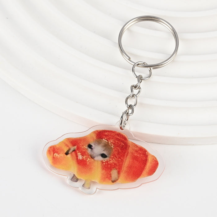 Wholesale Acrylic Cat Banana Cat Keychain JDC-KC-XBK001