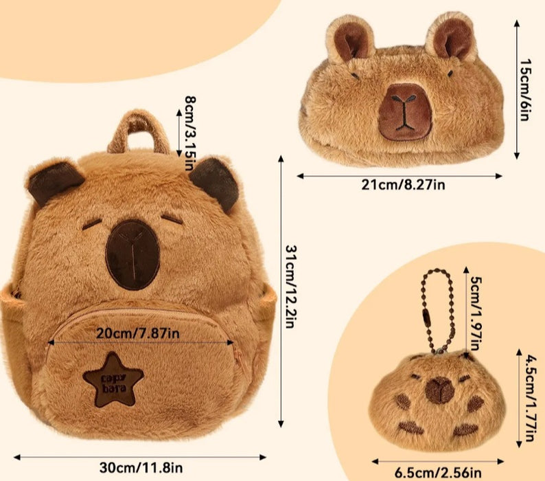 Wholesale Plush Capybara Backpack Cute Crossbody Handbag Female Cartoon Student Small Backpack