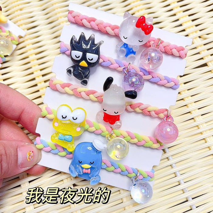 Wholesale 10PCS Children's Cartoon Luminous Bear Woven Hanging Beads Plastic Hair Rope JDC-HS-Yuwei002