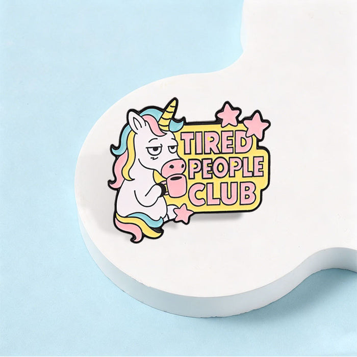Wholesale Trendy Unicorn Coffee Pony Brooch Sleepy Horse Metal Badge Fashion Accessory