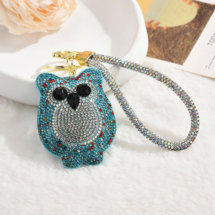 Wholesale Rhinestone-Embellished Velvet Owl Keychain