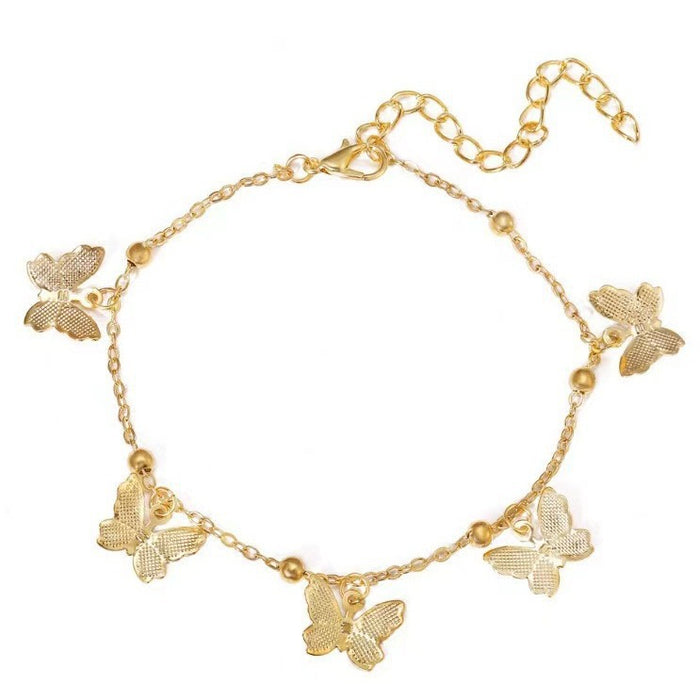 Wholesale Butterfly pendant bracelet, simple temperament, beach ankle chain, foot accessories, hollowed out butterfly bracelet