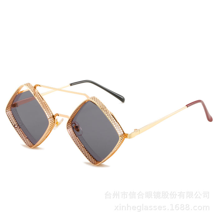 Wholesale Metal Rhombus Double-Bridge Sunglasses