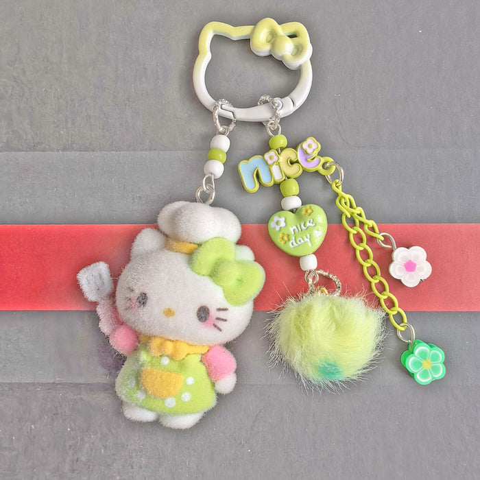 Wholesale Dopamine Style Cute Cat Ear Flocked Phone Charm Bag Keychain Pendant DIY Accessory