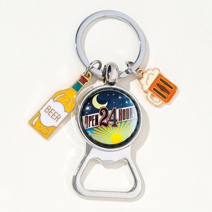 Wholesale Time Glass Beer Festival Bottle Opener Alloy Keychain JDC-KC-HuiWen012