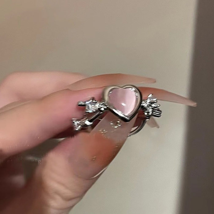 Wholesale Moonstone Heart Adjustable Ring for Women