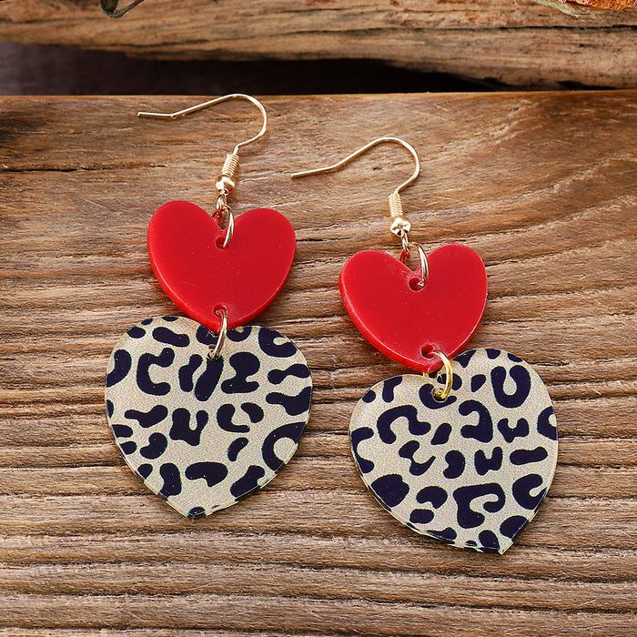 Wholesale Valentine' s Day Love Leopard Print ing Pendant Earrings Acrylic Valentine' s Day Simple Sexy Earrings