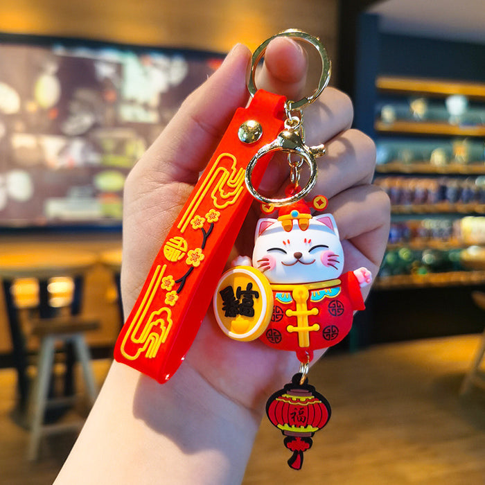 Wholesale Lucky Bag Lucky Cat Rubber Keychain JDC-KC-Tingm030