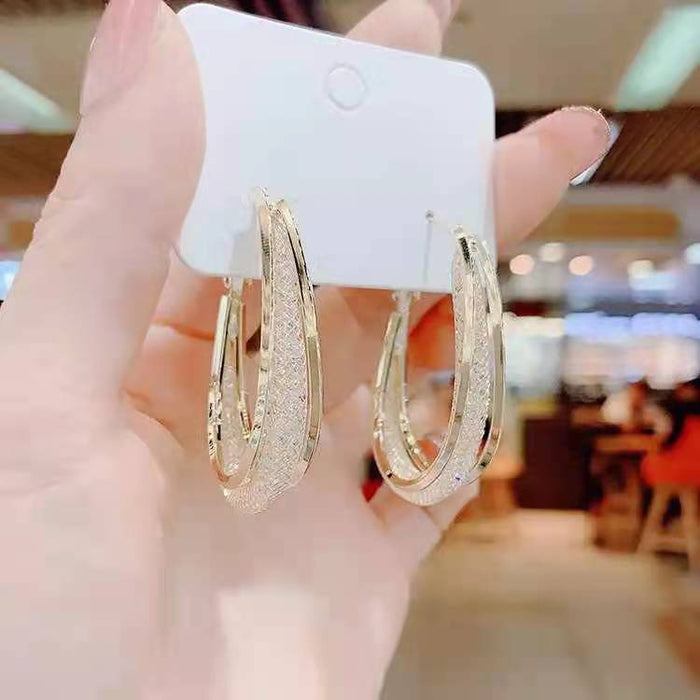 Wholesale rismatic clip net earrings micro inlay women's earrings independent packaging can be a generation of hair