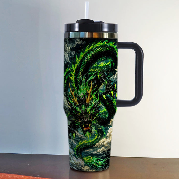 Wholesale 3D Neon Dragon Pattern Handle of Thermos Cup - Dark Magical Dragon Design