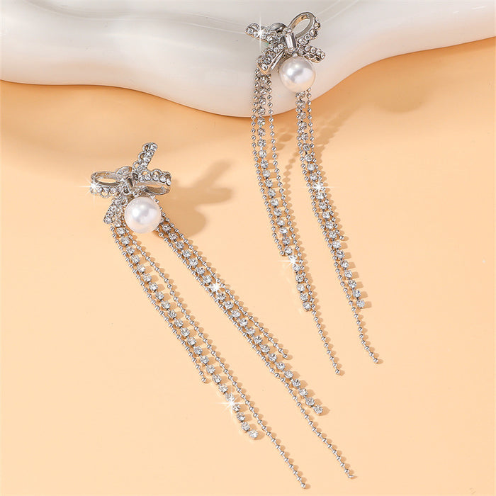 Wholesale Bow Rhinestone Dangle Earrings Trendy Jewelry Accessory MOQ≥2