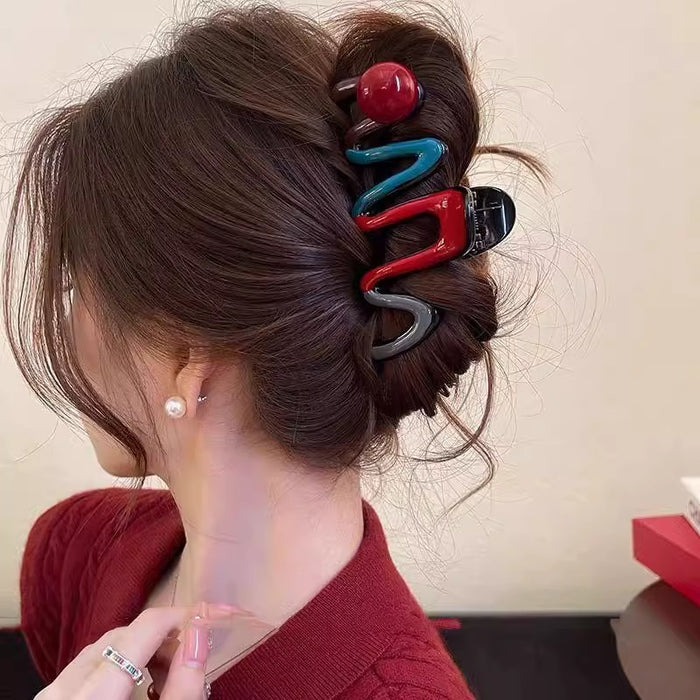 Wholesale Ankora Red Grab Clip Women's Hairclip  Temperament Large Shark Clip Autumn and Winter Back Head Clip Hair Disc Headwear