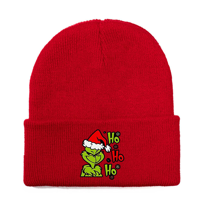 Wholesale Green Monster Knitted Hat Printed Earmuffs Windproof Wool Hat Japanese Style Dome Basic Warm Autumn and Winter Men and Women JDC-FH-WDM012