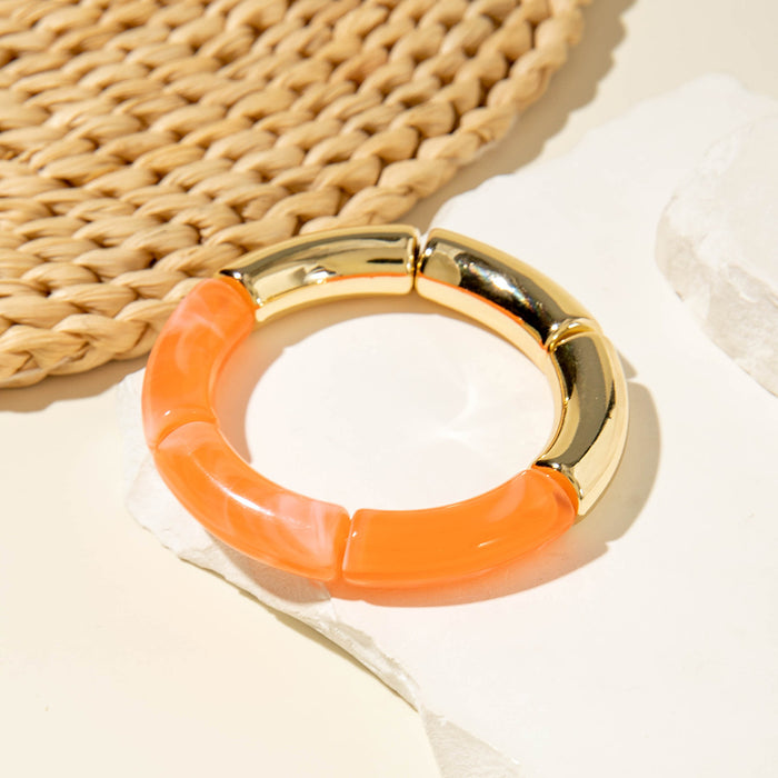 Wholesale Personalized acrylic curved tube bracelet curved bamboo tube halo retro marble bracelet
