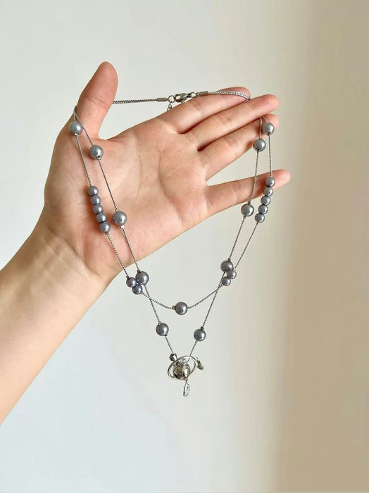 Wholesale Fashion Alloy Flower Long Chain Necklace Trendy Jewelry Accessory Gift