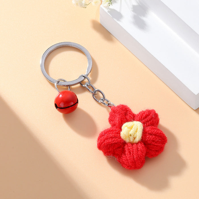 Wholesale Wool Small Red Flower Bell Keychain JDC-KC-RongR014