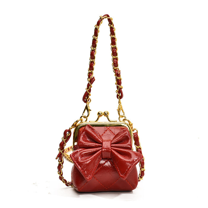 Wholesale Single shoulder bag fashion diamond grid solid color bow crossbody bag new chain