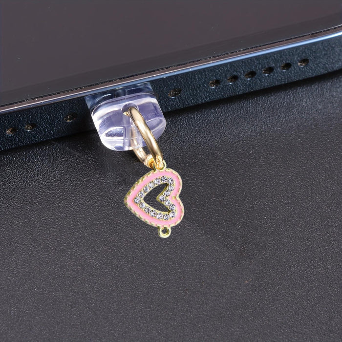 Wholesale Diamond-encrusted heart pendant dust plug portable charm